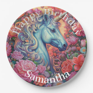 Assiettes En Carton Magique Unicorn Joyeux anniversaire
