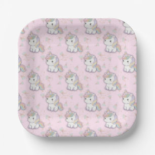 Assiettes En Carton Magique Unicorn Pastel Rainbow Party