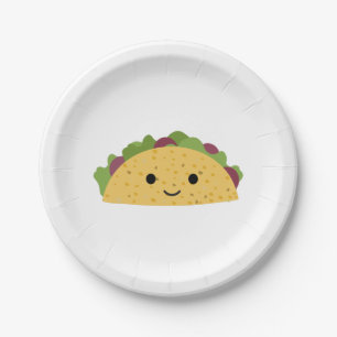 Assiettes En Carton Magnifique Caricature Kawaii Souriant Taco