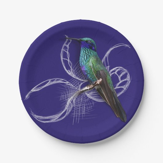 Assiettes En Carton Magnifique colibri - personnalisez en ajoutant un  (Devant)