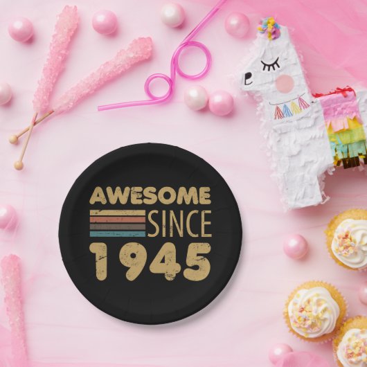 Assiettes En Carton Magnifique depuis 1945 80e anniversaire (Fête)