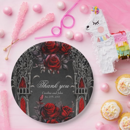 Assiettes En Carton Magnifique design mariage gothique foncé. (Fête)