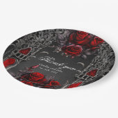 Assiettes En Carton Magnifique design mariage gothique foncé. (Angle)