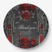 Assiettes En Carton Magnifique design mariage gothique foncé. (Devant)