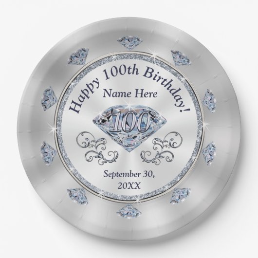 Assiettes En Carton Magnifique Personnalisée, 100e Plaques d'anniversa (Devant)