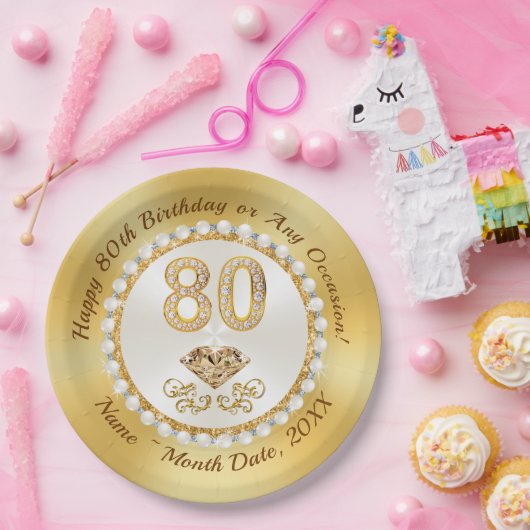 Assiettes En Carton Magnifique Personnalisée, 80e Anniversaire Plaques (Fête)