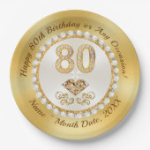Assiettes En Carton Magnifique Personnalisée, 80e Anniversaire Plaques (Devant)