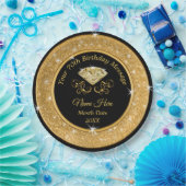 Assiettes En Carton Magnifique Plaques papier Noir et Or 70e Anniversa (Fête)