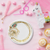 Assiettes En Carton Magnolia d'hiver avec couronne de Parties scintill (Fête)