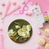 Assiettes En Carton Magnolias sur le tissu en velours or (Fête)