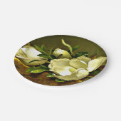 Assiettes En Carton Magnolias sur le tissu en velours or (Angle)