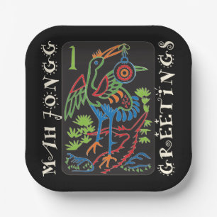 Assiettes En Carton Mah Jongg Plaques de papier de voeux aux oiseaux