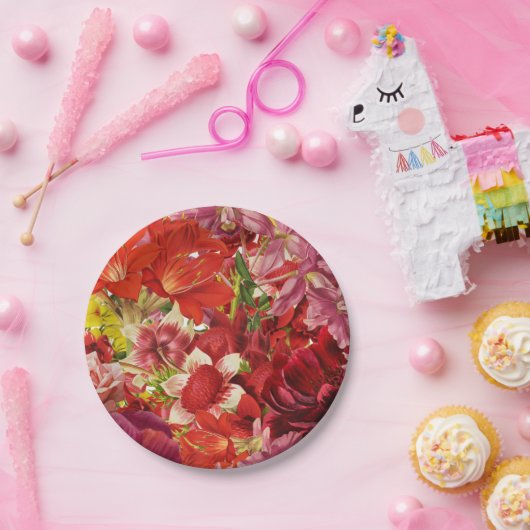 Assiettes En Carton Mahjong Party riche en gras floral (Fête)