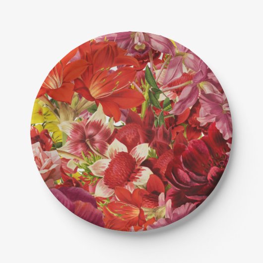 Assiettes En Carton Mahjong Party riche en gras floral (Devant)