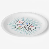Assiettes En Carton Mahjong Tiles Bleu II (Angle)