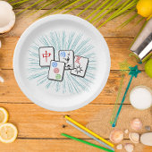 Assiettes En Carton Mahjong Tiles Bleu II