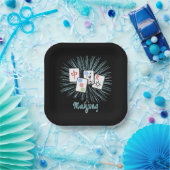 Assiettes En Carton Mahjong Tiles Blue Starburst Custom (Fête)