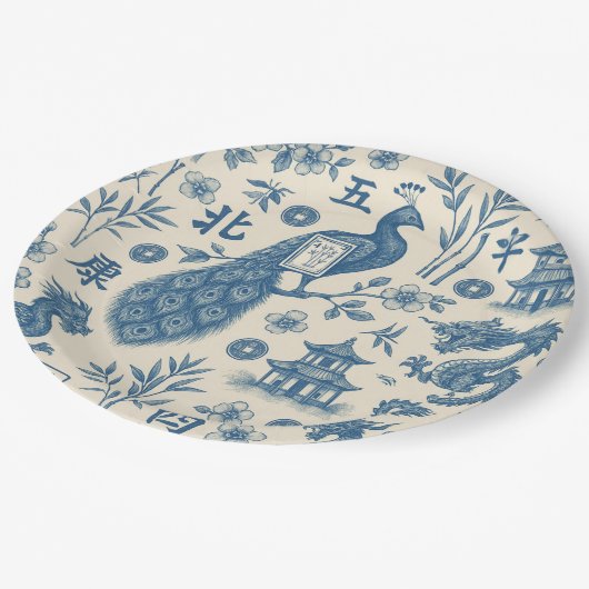 Assiettes En Carton Mahjong Toile Paper Plates (Angle)