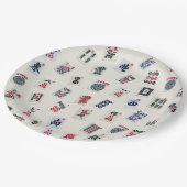 Assiettes En Carton MahJong tuiles sur badge pastel arrière - plan (Angle)