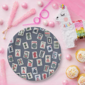 Assiettes En Carton MahJongg mosaïques design sur bleu foncé (Fête)