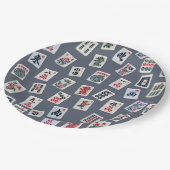 Assiettes En Carton MahJongg mosaïques design sur bleu foncé (Angle)