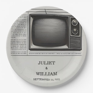 Assiettes En Carton Mail Vintage Pays Vieux Retro Mariage de journal