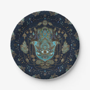 Assiettes En Carton Main de Hamsa - Main de Fatima Blue Gemstones