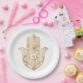 Assiettes En Carton Main de tournesol or Hamsa (Fête)