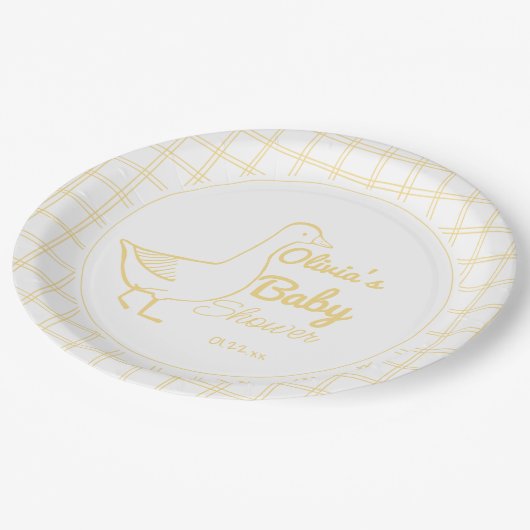 Assiettes En Carton Main d'Oie Silly Tirée Baby shower Neutre Funny (Angle)