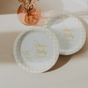Assiettes En Carton Main d'Oie Silly Tirée Baby shower Neutre Funny