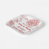 Assiettes En Carton Main Drawn is love & Pizza Fête des mariées (Angulaire)