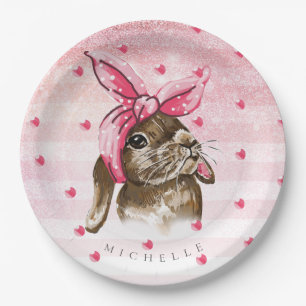 Assiettes En Carton Main lapin personnalisée parties scintillant peint