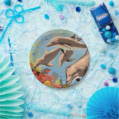Assiettes En Carton Main Painted by Number | Dolphins | (Fête)