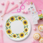 Assiettes En Carton Main Painted Watercolor Sunflower (Fête)