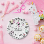 Assiettes En Carton Main tirée 1er anniversaire (Fête)