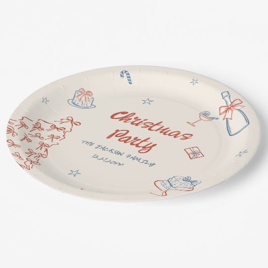 Assiettes En Carton Main Whimsical Tirée Oh Quelle Fun Noël (Angle)