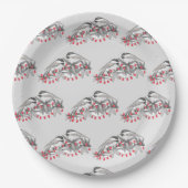 Assiettes En Carton Maine Chickadee Bird hiver Noël Vacances Neige (Devant)