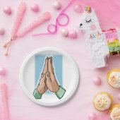 Assiettes En Carton Mains Dans La Prière (Fête)