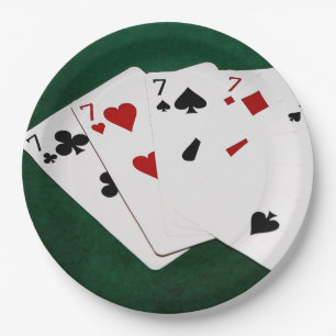 Assiettes En Carton Mains de poker - Quatre d'une sorte - Sept et deux