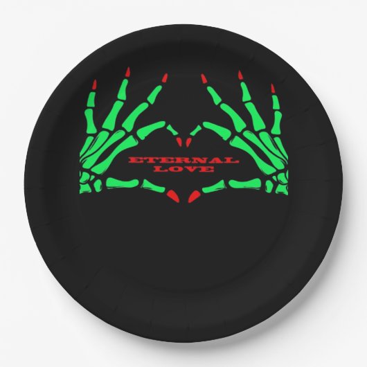 Assiettes En Carton Mains de squelette - Drôle Halloween (Devant)