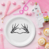 Assiettes En Carton Mains De Squelette En Forme De Coeur - Art Unique  (Fête)