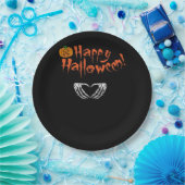 Assiettes En Carton Mains éffrayantes de squelette. Joyeux Halloween. (Fête)