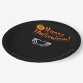 Assiettes En Carton Mains éffrayantes de squelette. Joyeux Halloween. (Angle)