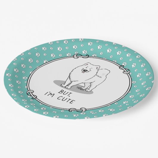 Assiettes En Carton Mais je suis mignon Samoyed Dog Funny Sammie (Angle)