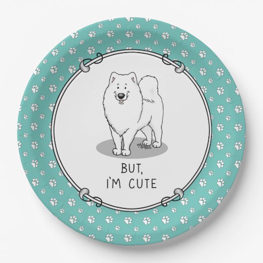 Assiettes En Carton Mais je suis mignon Samoyed Dog Funny Sammie (Devant)