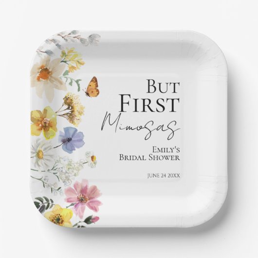 Assiettes En Carton Mais les premiers mimosas | Fête des mariées Boho (Recto)