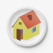 Assiettes En Carton Maison à granges jaunes (Devant)