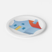 Assiettes En Carton Maison bleue (Angle)