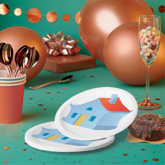 Assiettes En Carton Maison bleue