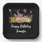 Assiettes En Carton Maison Citrouille hantée avec Fantôme et chauves-s (Recto)